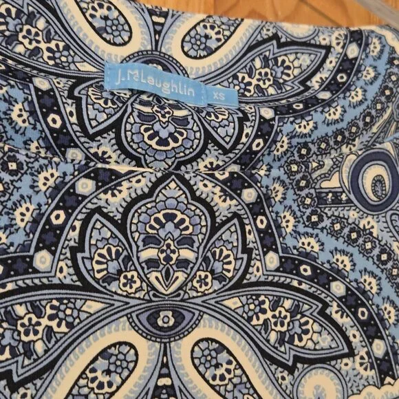 J. McLAUGHLIN Dress XS Marianne‎ Blue Paisley Catalina Cloth Wrinkle Resistant - Picture 6 of 16